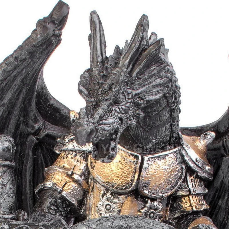 Fantasy stolní hodiny - Dračí ochránce času s mečem