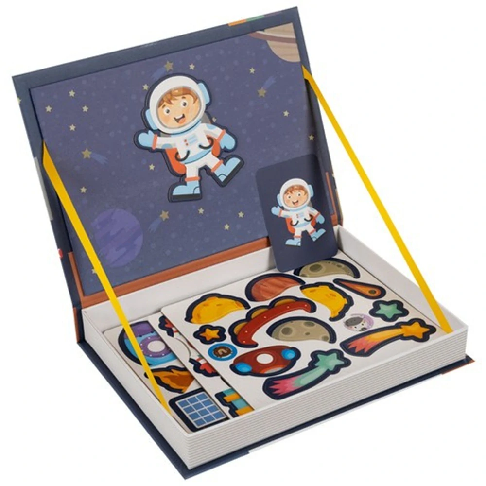 Magnetická tabulka a puzzle s tématem vesmíru v knížce - 24731