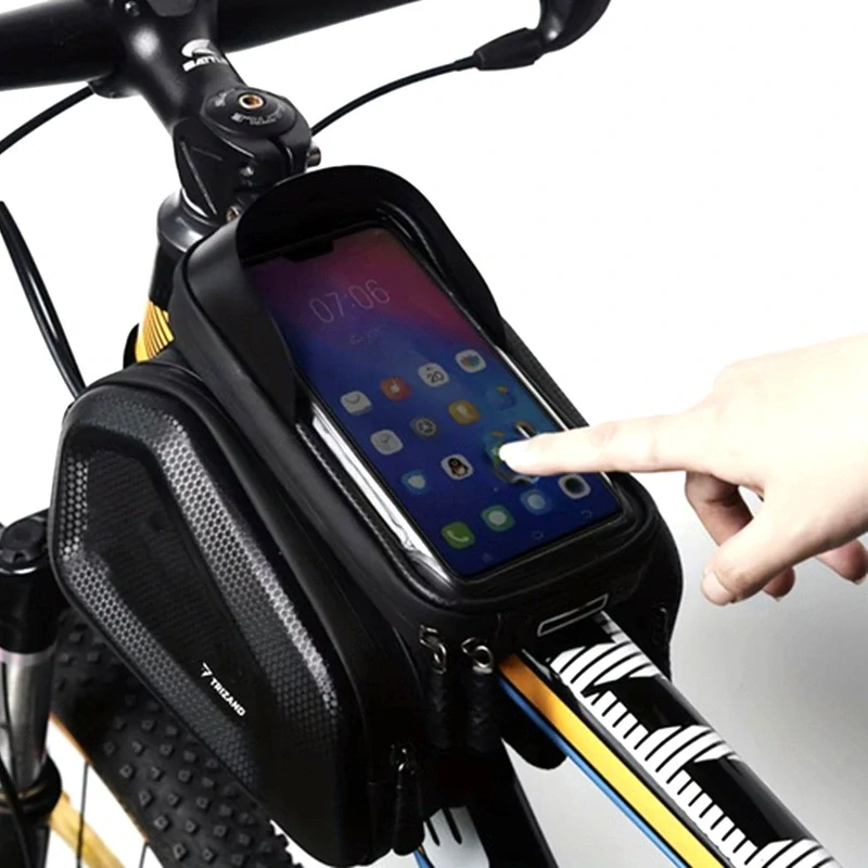 Cyklistická brašna s pouzdrem na telefon do 7,2" s bočními kapsami 25378 - černá