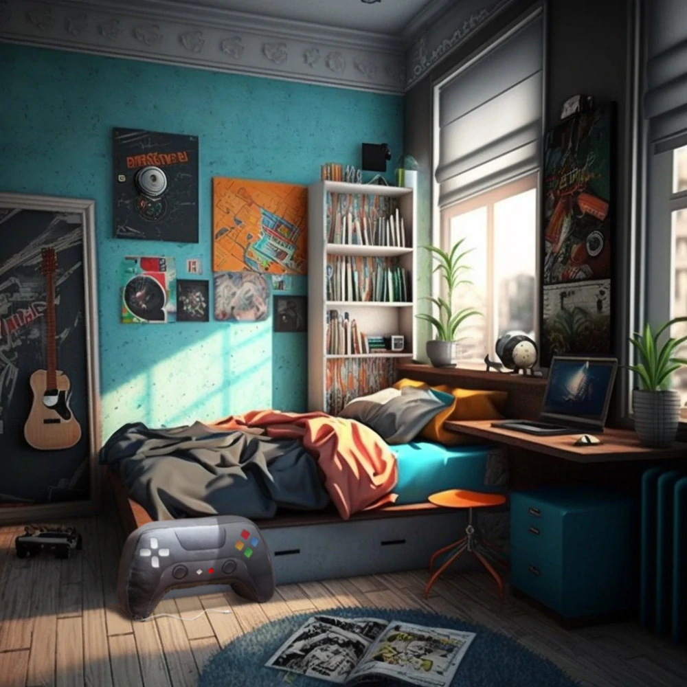 Velký hudební polštář 64x35cm Gamepad - polštář s reproduktorem pro hráče