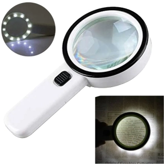 Velká lupa s 12 LED osvětlením - bílá