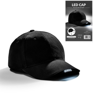 Svítící kšiltovka 5 LED - černá