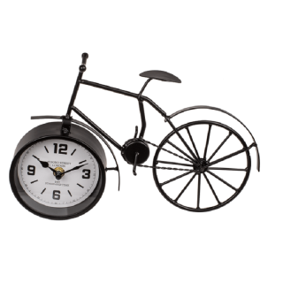 Černé kovové stolní hodiny 32 cm - Retro kolo