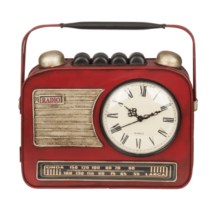 Kovová skříňka na klíče s nástěnnými hodinami – Retro rádio