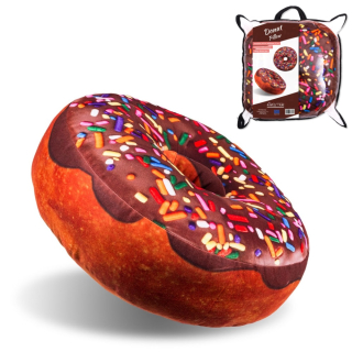 Velký polštář DONUT 45x17cm - Čokoládová poleva