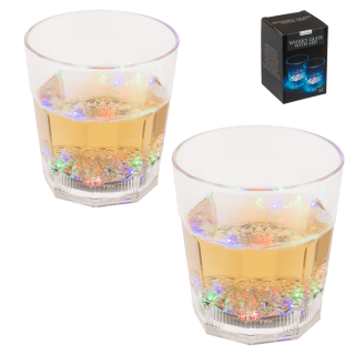 Set 2ks akrylové skleničky na whisky s LED barevným podsvícením