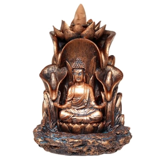 Buddhův vodopád s tekoucím dýmem – Thajský Buddha a lotosové květy