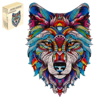 Dřevěné puzzle 170 dílků 38x27cm – Pestrobarevný vlk