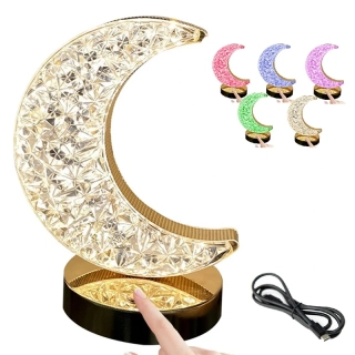 Zlatavá RGB lampička 18cm –KŘIŠŤÁLOVÝ PŮLMĚSÍC