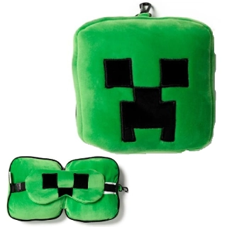 Dětský plyšový cestovní polštářek s maskou na oči - Minecraft Creeper