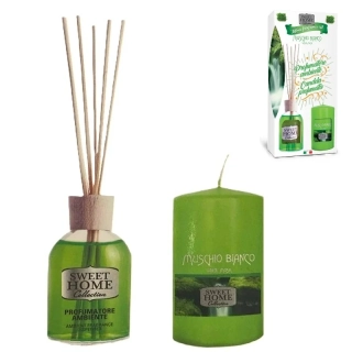 Aroma difuzér se svíčkou Sweet Home – vůně Bílý mošus 100 ml