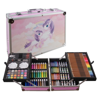 Velká sada 144ks v pevném kufříku pro malé malíře - Jednorožec