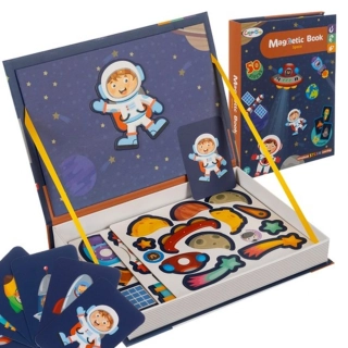 Magnetická tabulka a puzzle s tématem vesmíru v knížce - 24731
