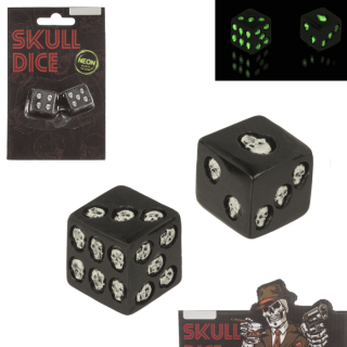 Svítící hrací kostky s lebkami 2ks - NEON Glow in the Dark