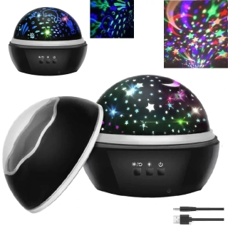 Rotující projektor noční obloha, mořský svět - černý LP16857