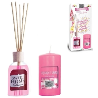 Aroma difuzér se svíčkou Sweet Home – vůně Orchidej & Vanilka 100 ml + 135 g